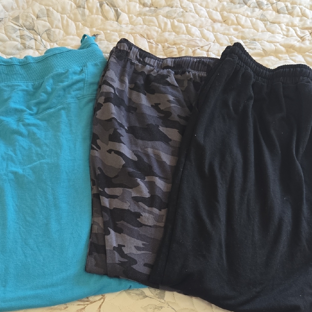 Set of Three Casual Joggers - Blue, Camouflage, Black